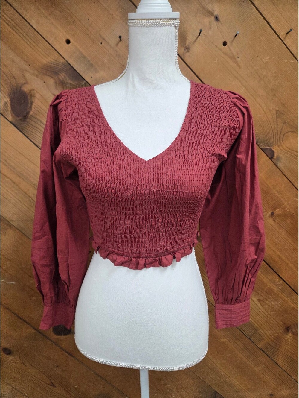 Shore Siena Smocked Top in Brandy - Size XS  NWT $168